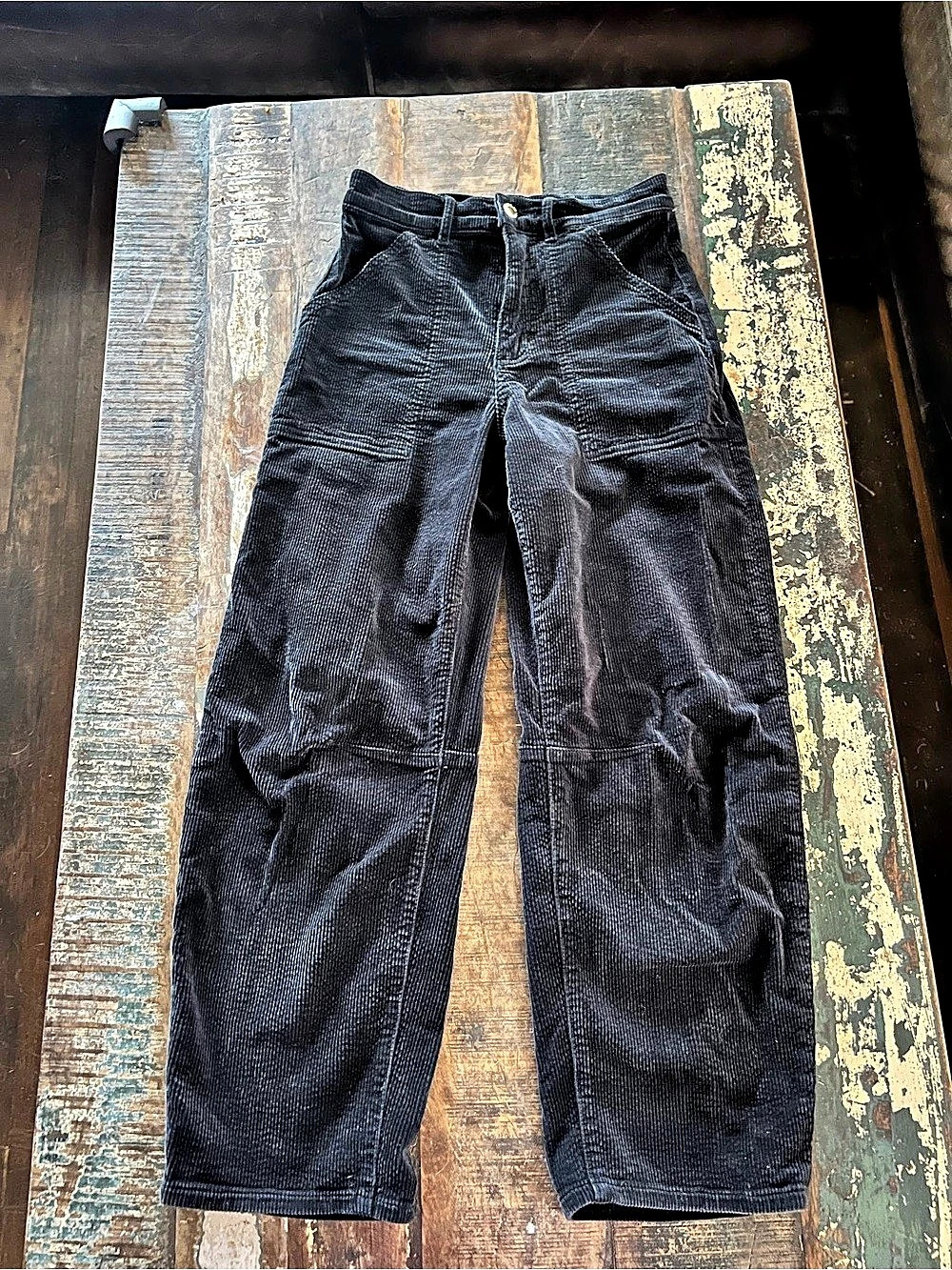 Rollas Gigi Barrel Curved Leg Black Corduroy Pants Size 6